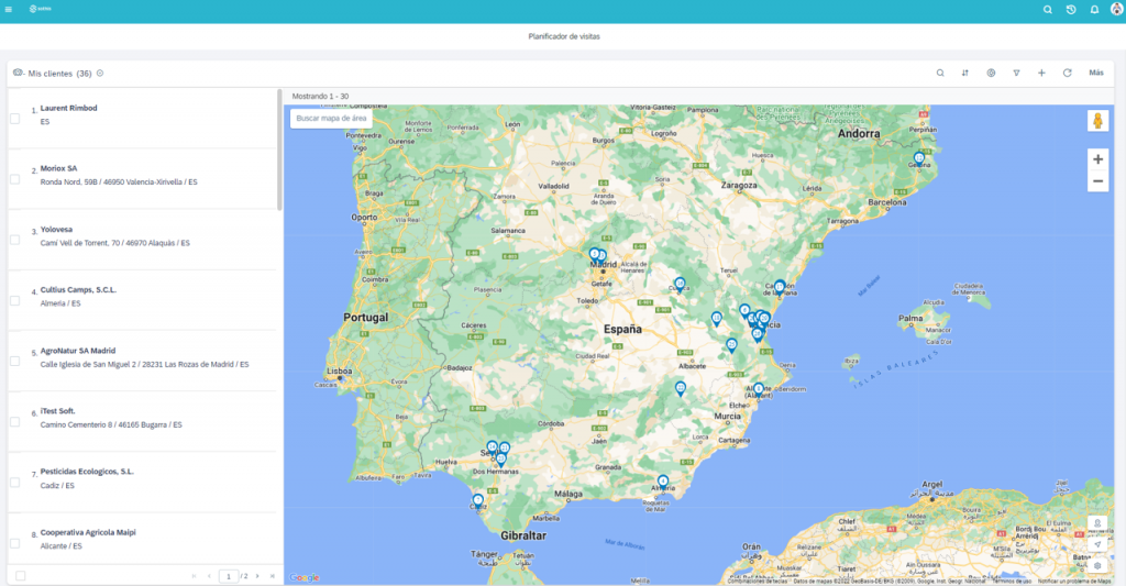 mapa de España para sales cloud